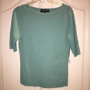 Jones New York Teal Ribbed Knit Top